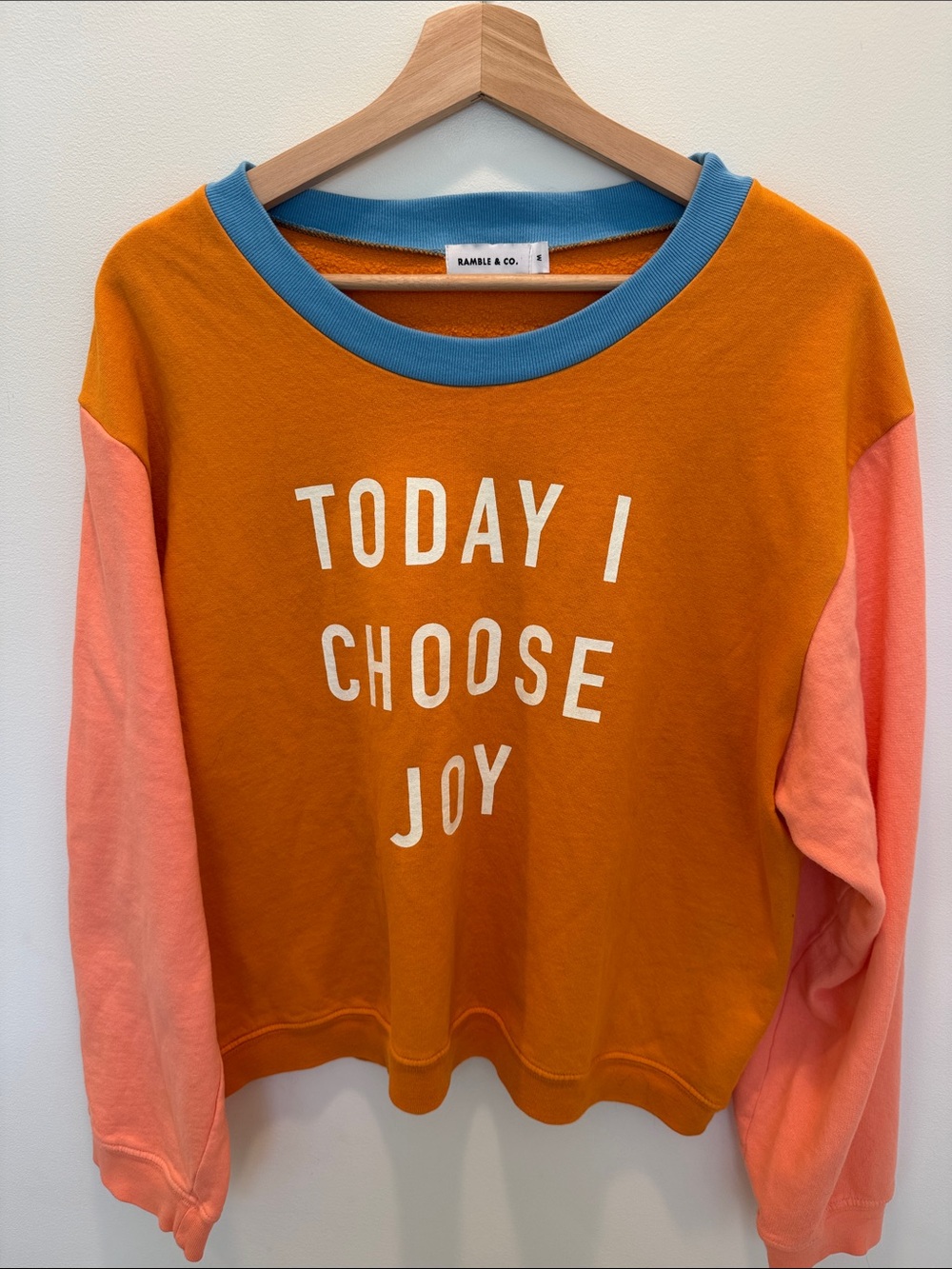 Ramble & Co Today I Choose Joy Colorblock Boxy Sweatshirt